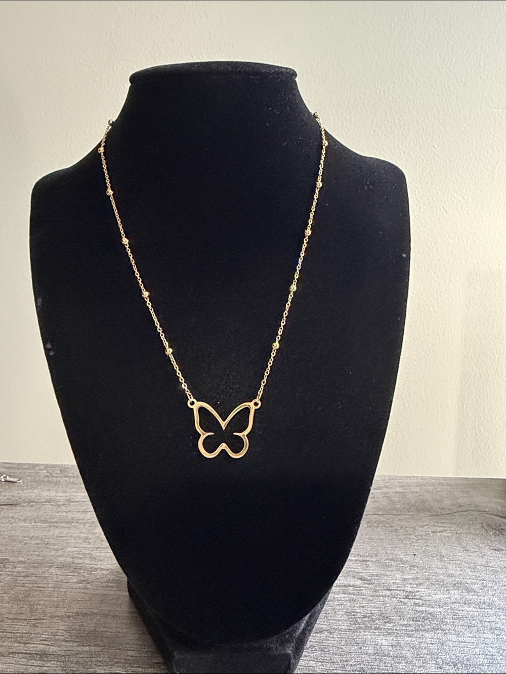 Gold plated stainless steel butterfly necklace
